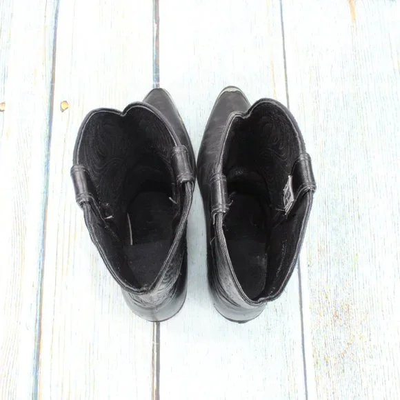 Code West Black Leather Mid Calf Cowboy Western Boot Size 7.5 M - Picture 6 of 9